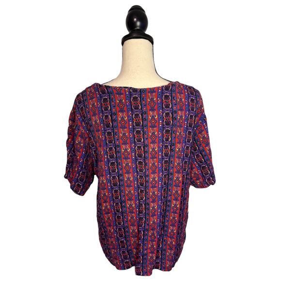 Vintage SAG HARBOR II Colorful Abstract Boho Short Sleeve Top Plus Size 20W - Picture 4 of 8